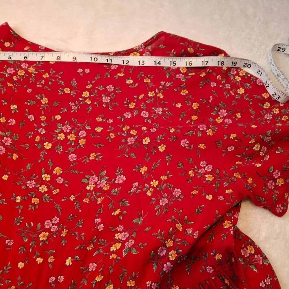 Erika & Co Floral Babydoll Maxi Summer Dress Sz L Boho Cottagecore Peasant - Picture 15 of 16